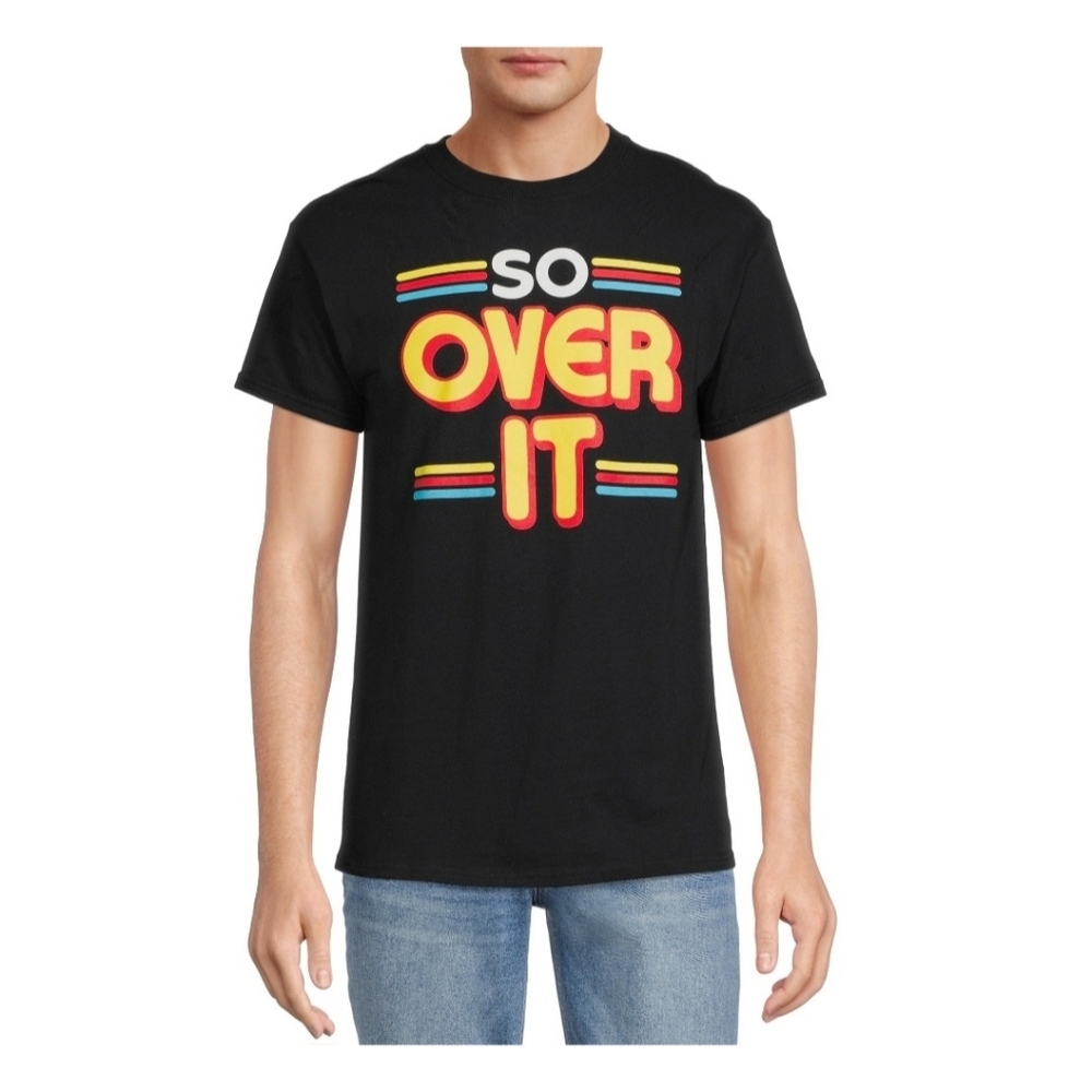 NWOT SO OVER IT Mens 100% Cotton T-Shirt Size Small Black Funny Comical.
